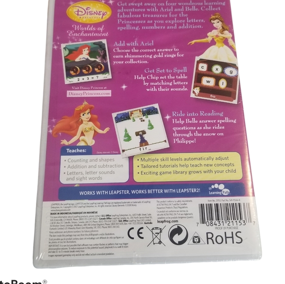 LeapFrog Disney Princess Worlds of Enchantment Learning Game (Leapster, 2007) - Picture 2 of 3